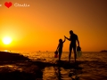 Padre e figlia con le pinne