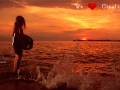 Little caucasian girl in diving suit